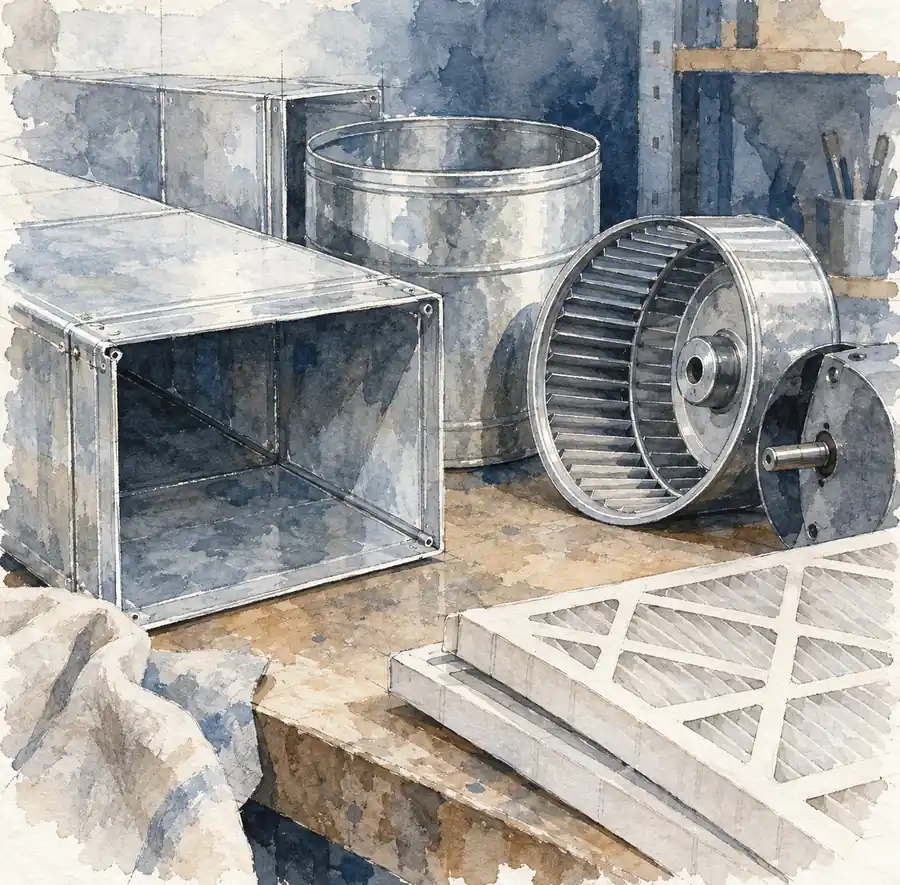 Illustration of hvac businesses equipment and workspace