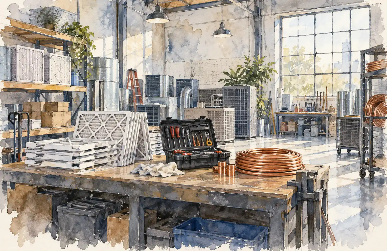 Illustration of hvac businesses and their working space