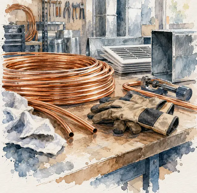Illustration of hvac businesses equipment and workspace